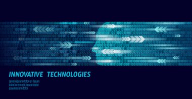 İnsan yüzü yapay zeka sonraki düzey mens zihinsel yetenekleri. Büyük veri ikili sayılar kod akışı. Teknoloji Augmented gerçeklik hacker baş profil cyborg mavi parlak vektör çizim