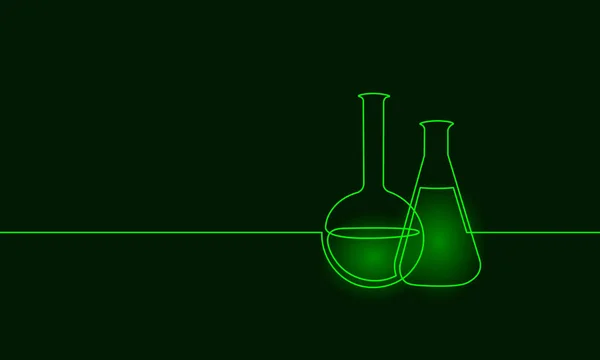 Enkele ononderbroken lijn kunst chemische wetenschap kolf. Wetenschappelijke technologie geneeskunde glas onderzoeksapparatuur ontwerpen een schets overzicht opstellen van vectorillustratie — Stockvector