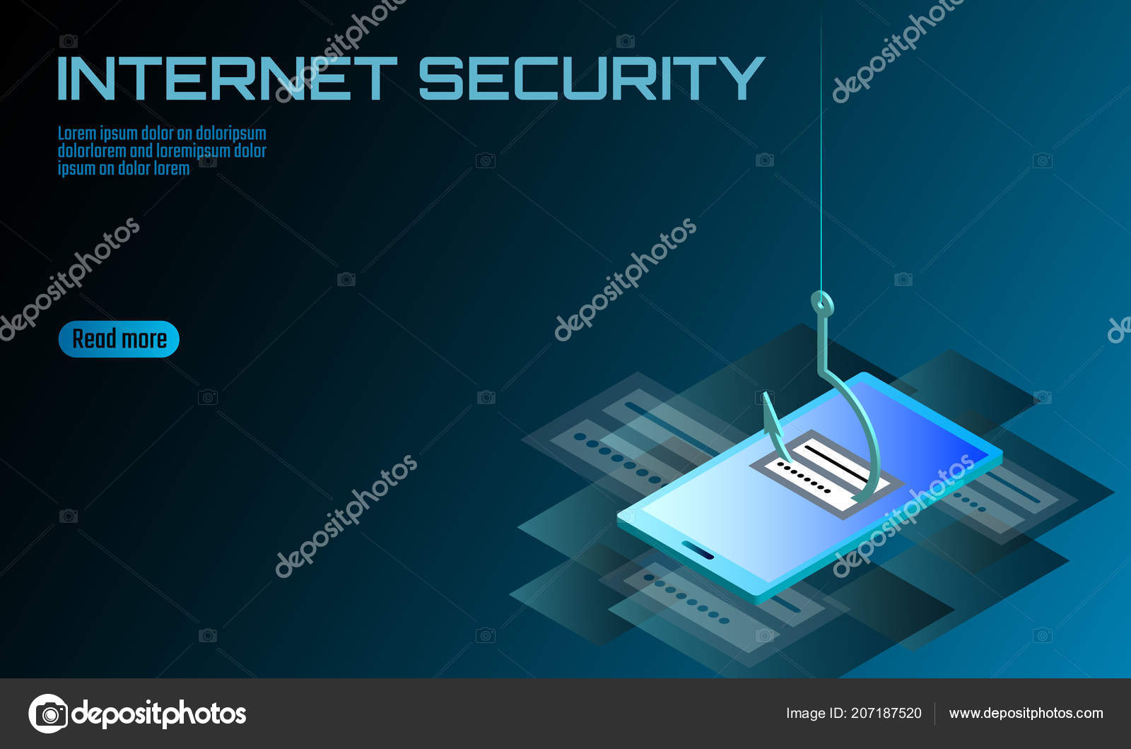 Download Isometric 3D smartphone login password phishing. Personal information account email hacker. Spam ...