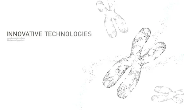 Chromozóm Dna struktura medicíny koncept. Nízké poly polygonální trojúhelník genové terapie lék genetické onemocnění. GMO inženýrství Crispr Cas9 inovace moderní technologie věda banner vektorové ilustrace — Stockový vektor