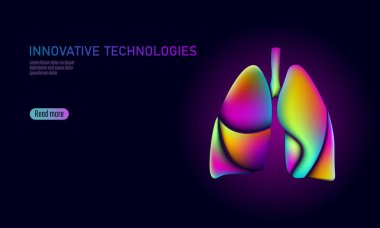 Doktor online tıbbi uygulaması mobil uygulamalar. Dijital Sağlık Tıp akciğerler gradyan rengi parlak canlı sıvı 3d plastik. Neon sorun hologram şekil yenilik teknoloji vektör çizim