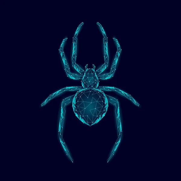 Arachnides dangereux araignée basse poly. Sécurité Web antivirus de sécurité des données de virus concept. Polygonale moderne bleu brillant concept d'entreprise de conception. Illustration vectorielle de la technologie des insectes sur le Web — Image vectorielle