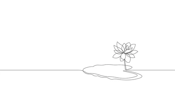 Pojedynczej linii ciągłej sztuki lotosu kwiat liść sylwetka. Natura Woda roślin ekologia życia piękno pojęcie. Dekoracja kwiatowa element projektu jeden szkic szkic wektor ilustracja — Wektor stockowy