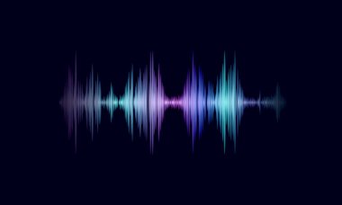 Ses dalga renkli parlak müzik salınan. Tanıma ses yardımcı teknoloji dalga biçimi. Ses ekolayzır dijital bilgisayar kavramı vektör çizim
