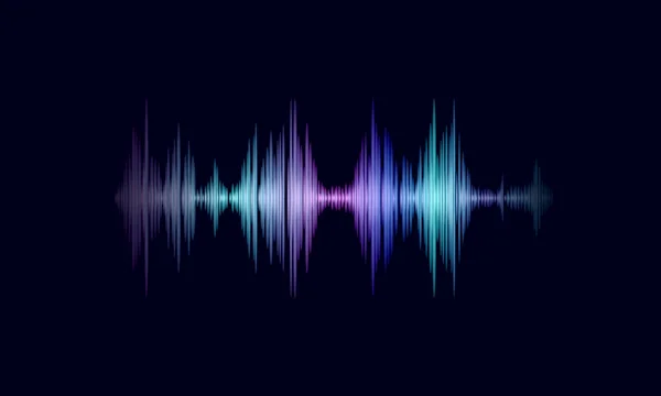 声音振荡波五颜六色的发光音乐。识别语音助理技术波形。音频均衡器数字计算机概念向量例证 — 图库矢量图片