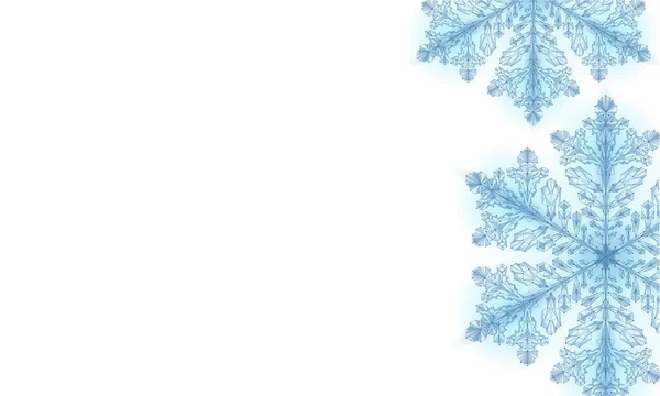 Poligonal bajo poli copo de nieve festivo. Fondo de tarjeta de felicitación triángulo geométrico de renderizado detallado 3D aislado. Hielo nieve cristal luz brillo Navidad Año Nuevo plantilla vector ilustración — Vector de stock