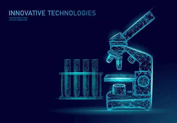 Mikroskopbakterien 3d low poly rendern Probiotika. Laboranalyse Mikroorganismus. gesunde Flora des menschlichen Körpers. moderne Wissenschaft Technologie Medizin Allergie Immunität Thearment Vektor Illustration — Stockvektor