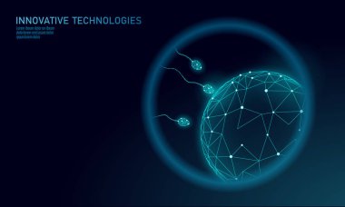 İn vitro fertilizasyon 3d düşük poli içinde. Üreme modern teknoloji tıp sağlık gebelik sağlıklı iş kavramı. Poligonal yumurta döllenme sperm Tıp Merkezi Doğum IVF modern kavram