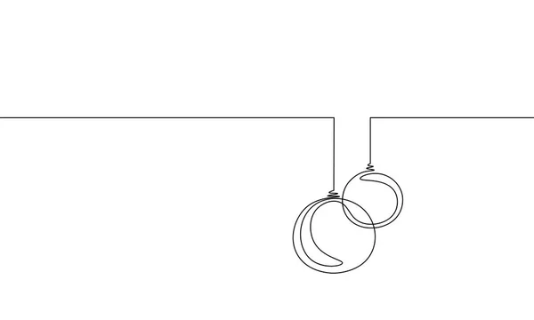 Neşeli Noel tek sürekli hat sanatı. Tatil tebrik kartı dekorasyon Noel ağacı topu siluet konsept tasarım bir kroki Anahat vektör çizim çizim — Stok Vektör