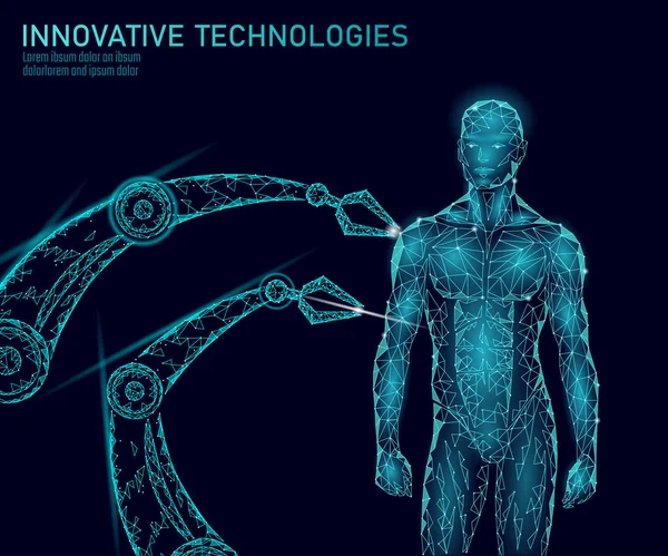 Abstract anatomie van het menselijk lichaam. DNA engineering science innovatie-technologie. Genoom gezondheid onderzoek gene therapie geneeskunde laag poly 3d render veelhoekige geometrische virtuele realiteit vectorillustratie — Stockvector