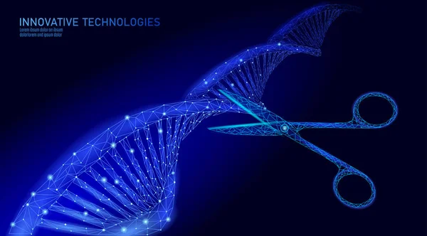 DNA 3D yapı düzenleme tıp konsepti. Düşük poligonal üçgen gen gen terapisi genetik hastalığı tedavi eder. GDO mühendisliği CRISPR Cas9 yenilik modern teknoloji bilim sancak çizimi illüstrasyonu