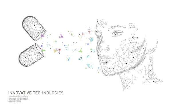 Здоровый комплекс витаминов для кожи с низкой капсулой полиамида. Дополнение для здоровья таблетки женское лицо анти-старения косметики шаблон баннера косметики. 3D кофермент Q10 коллагеновая гиалуроновая кислота. Векторная иллюстрация медицины
