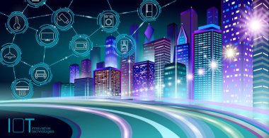 Düşük polipolimerli akıllı şehir üç boyutlu tel örgüsü. Akıllı otomasyon IOT konsepti. Modern kablosuz çevrimiçi kontrol ikonu kentsel şehir manzarası teknolojisi sancak taşıyıcı illüstrasyonu