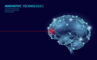 Beyin tedavi düşük poli 3d render. Uyuşturucu nootropic insan yeteneği uyarıcı akıllı ruh sağlığı. Alzheimer hastalığı ve demans hasta vektör çizim tıp bilişsel rehabilitasyon