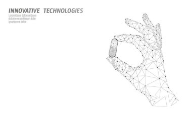 İlaç kapsül ilaç iş kavramı tutan doktor el. Afiş bulucular bir hap ilaç prebiyotik probiyotik sağlık tutun. Antibiyotik vitamini tıbbi beslenme düşük poli vektör çizim