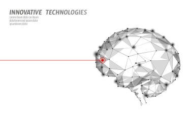 Beyin tedavi düşük poli 3d render. Uyuşturucu nootropic insan yeteneği uyarıcı akıllı ruh sağlığı. Alzheimer hastalığı ve demans hasta vektör çizim tıp bilişsel rehabilitasyon
