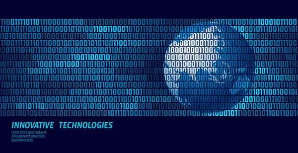 Planeta Terra troca de dados global código binário. Pagamento de segurança informações pessoais brilhante conceito de negócio mapa do mundo Ásia Europa Austrália Índia China Japão ilustração vetorial — Vetor de Stock