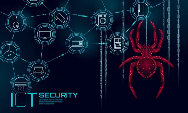 IOT cyberveiligheid spin concept. Veiligheid van uw persoonlijke gegevens Internet of Things smart home cyber aanval. Hacker aanval gevaar firewall innovatie systeem vectorillustratie — Stockvector