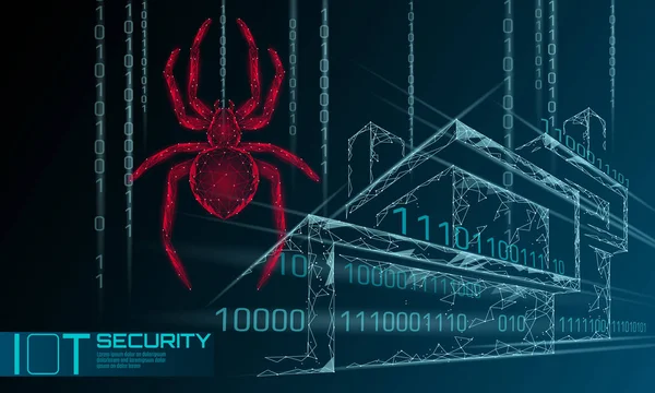 Slimme huis Iot cyberveiligheid spin concept. Veiligheid van uw persoonlijke gegevens Internet of Things cyber aanval. Hacker aanval gevaar firewall innovatie systeem vectorillustratie — Stockvector