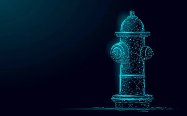 Feuerwehrhydrant Low-Poly-Rettungstechnologie-Konzept. Polygonale blaue Notfallausrüstung der Feuerwehr Vektor Illustration — Stockvektor