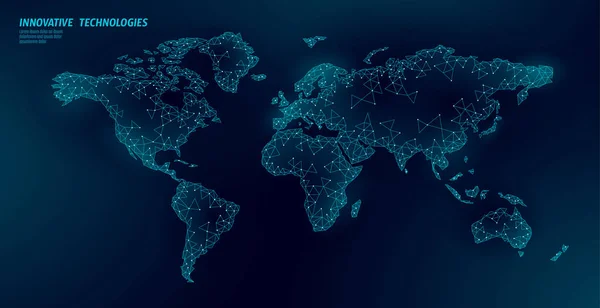 Düşük Poly Dünya Haritası Planet Earth küresel iş bağlantısı. Online ağ Avrupa Afrika Amerika kıtaları. Uluslararası Ortaklık iletişim Çokgen küreselleşme vektör illüstrasyon — Stok Vektör