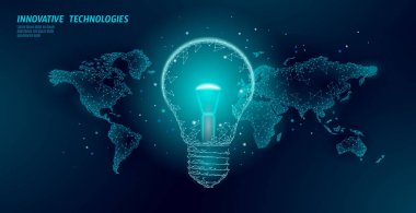 Dünya Dünya saati ampul kavramı. Polygonal düşük Poly dünya Planet küre haritası. Ekolojik enerji güç illüstrasyon kavramı kaydetmek vektör yeşil çevre