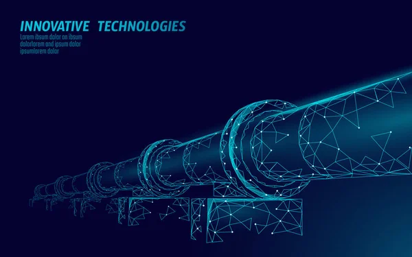 Ölpipeline Low-Poly-Geschäftskonzept. Finanzwirtschaft polygonale Benzinproduktion. Erdöl Kraftstoffindustrie Transport Linie Verbindung Punkte blauer Vektor Illustration — Stockvektor