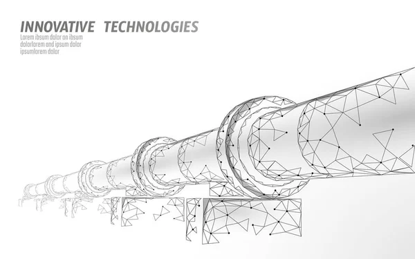 Olaj csővezeték alacsony poly üzleti koncepció. Pénzügyi gazdaság sokszögű benzin előállítás. Ásványolaj üzemanyag ipar közlekedési vonal csatlakozási pontok kék vektoros illusztráció Stock Vektor