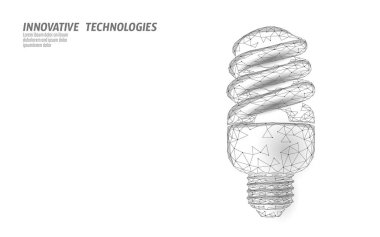 Kompakt floresan lamba enerji tasarruflu ışık. Çokgen düşük ekoloji enerji illüstrasyon kavramı kaydetmek vektör yeşil çevre