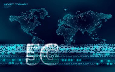 Dünya haritası 5g Internet web küresel bağlantı bilgi vericisi. Yüksek hızlı mobil radyo anten hücresel. Veri değişim vektörü illüstrasyonu