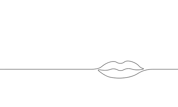 Única linha contínua uma arte lábios femininos. Salão de beleza mulher menina sorriso conceito desenho esboço esboço desenho vetor ilustração —  Vetores de Stock