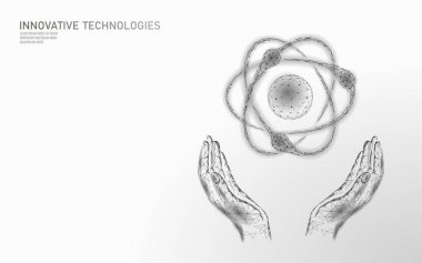 Ellerinde atom parçacık işareti dünya haritası. Nükleer askeri silahlar küresel tehlike. Atomik güç savunma ülke güvenliği. Nükleer kol uluslararası şiddet antlaşması kavramı vektör illüstrasyon