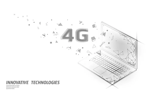 4G νέα ασύρματη σύνδεση Internet WiFi. Laptop κινητή συσκευή ισομετρική 3D επίπεδη. Εικόνα φορέα τεχνολογίας ταχύτητας δεδομένων σύνδεσης καινοτομίας παγκόσμιου δικτύου υψηλής ταχύτητας — Διανυσματικό Αρχείο