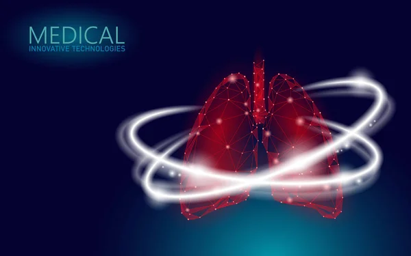 Ludzkie płuca 3D opieki zdrowotnej odzysku medycznych koncepcji. Niskie poli narządów wewnętrznych uniknąć choroby rzucić banner palenia. Apteka farmacja ilustracja medycyna leczyć narkotyków rozjarzony wektor — Wektor stockowy