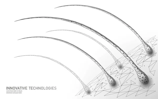 Pielęgnacja włosów ochrony kosmetycznej technologii 3D koncepcji. Struktury mieszków włosowych szampon naprawy leczenia salon. Anatomia nici medycyna renderowania ilustracja wektor — Wektor stockowy