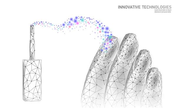 Low-Poly moderne Nagellackpflege-Technologie. innovative Wellness-Salon mani Hand Fingerspitzen Stärkungsformel. Nagelschutzschild weibliche Kosmetik ad concept Vektor Illustration — Stockvektor