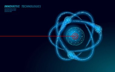 3d atom hızlandırıcı parçacık çarpıştırıcısı. Bilim fiziği atom enerjisi araştırma konsepti tasarımı. Modern moleküler mikro madde analizi vektör illüstrasyon sembolü