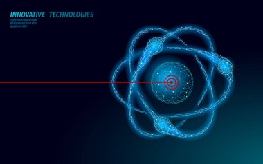 3D atom accelerator particle collider. Science physics atomic power research concept design. Modern molecular micro lab matter analysis vector illustration symbol clipart