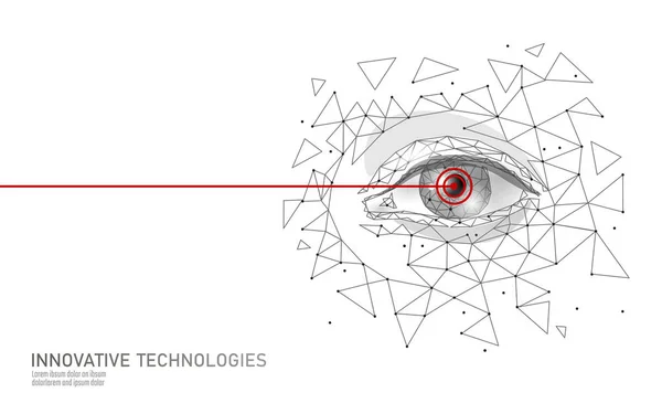 Laserové vidění korekce 3d medicínského celku. Abstraktní lidské iris moderní operace chirurgie technologie nízké poly. Trojúhelníky polygonální vykreslení tvaru biometrická identita vektorové ilustrace — Stockový vektor