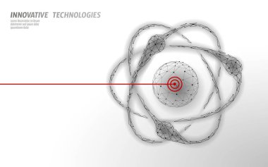 3d atom hızlandırıcı parçacık çarpıştırıcısı. Bilim fiziği atom enerjisi araştırma konsepti tasarımı. Modern moleküler mikro madde analizi vektör illüstrasyon sembolü