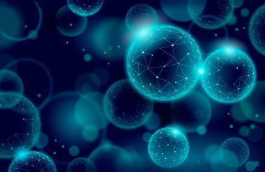 3D nanoteknoloji fulleren doku siber uzayı. Nano fiber kimyasal modern malzeme tasarımı. Atom molekülü makro yapı katmanı süperiletken geliştirme vektörü çizimi
