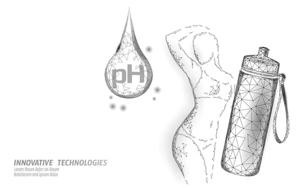 Water pH waterfles vrouwen fitness. Sport drinken gezondheidszorg fitness vorm mooie vrouwelijke silhouet. Gezondheidsconcept vector illustratie — Stockvector