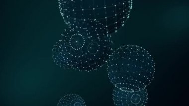 3D nanoteknoloji fulleren doku siber uzayı. Nano fiber kimyasal modern malzeme tasarımı. Atom molekülü makro yapı katmanı süperiletken geliştirme animasyonu