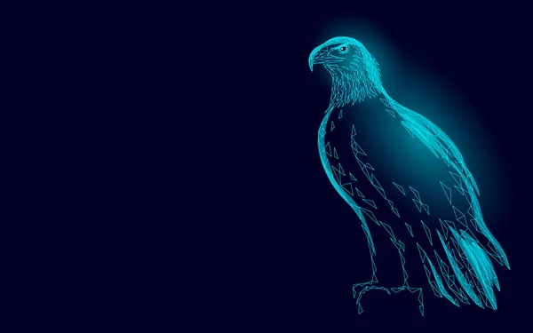 Aigle assis profil d'oiseau. Le symbole national américain. Illustration vectorielle du concept de politique économique polygonale basse poly bleue — Image vectorielle