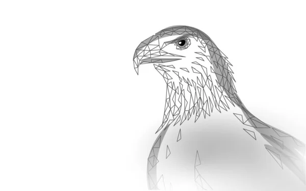 Eagle sitting bird profile. American national symbol. Low poly blue polygonal economic politics concept vector illustration — Stock Vector