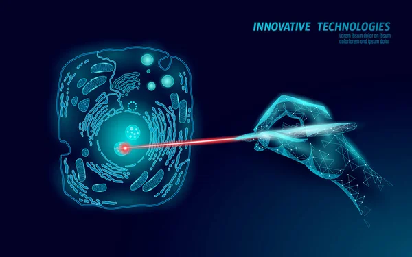 Koncepcja modyfikacji genu biologii naukowej. Laserowa modyfikacja rzeczywistości wirtualnej. Futurystyczna medycyna badania genowa terapia analiza zdrowia wektor ilustracja — Wektor stockowy