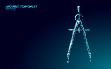 Pusula 3D düşük polimerli sembol çiziliyor. Strateji çözümü için yaratıcı bir fikir. İnşaat modern teknoloji iş ikonu. Eğitim çevrimiçi aracı illüstrasyonu