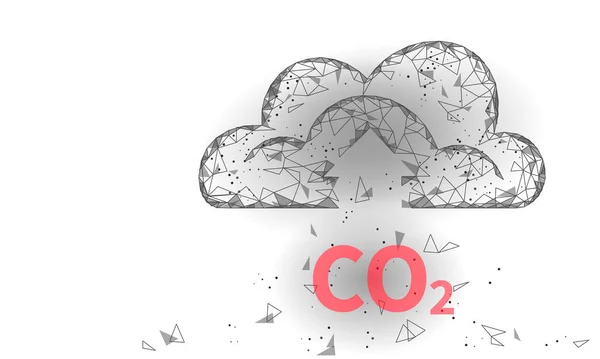Carbon dioxide CO2 ecology problem eco concept. Renewable organic gas 3D render. Science biofuel chemistry biotechnology polygonal climatic greenhouse effect technology vector illustration — Stock Vector
