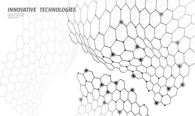3D nanoteknololy grafen doku siber uzay. Nano fiber kimyasal modern malzeme tasarımı. Atom molekülü makro yapı katmanı süperiletken geliştirme vektörü çizimi
