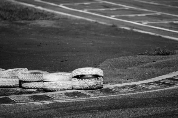 Detail Picture Part Racetrack Chicane Curbs Tires Can Seen — Stock Photo, Image